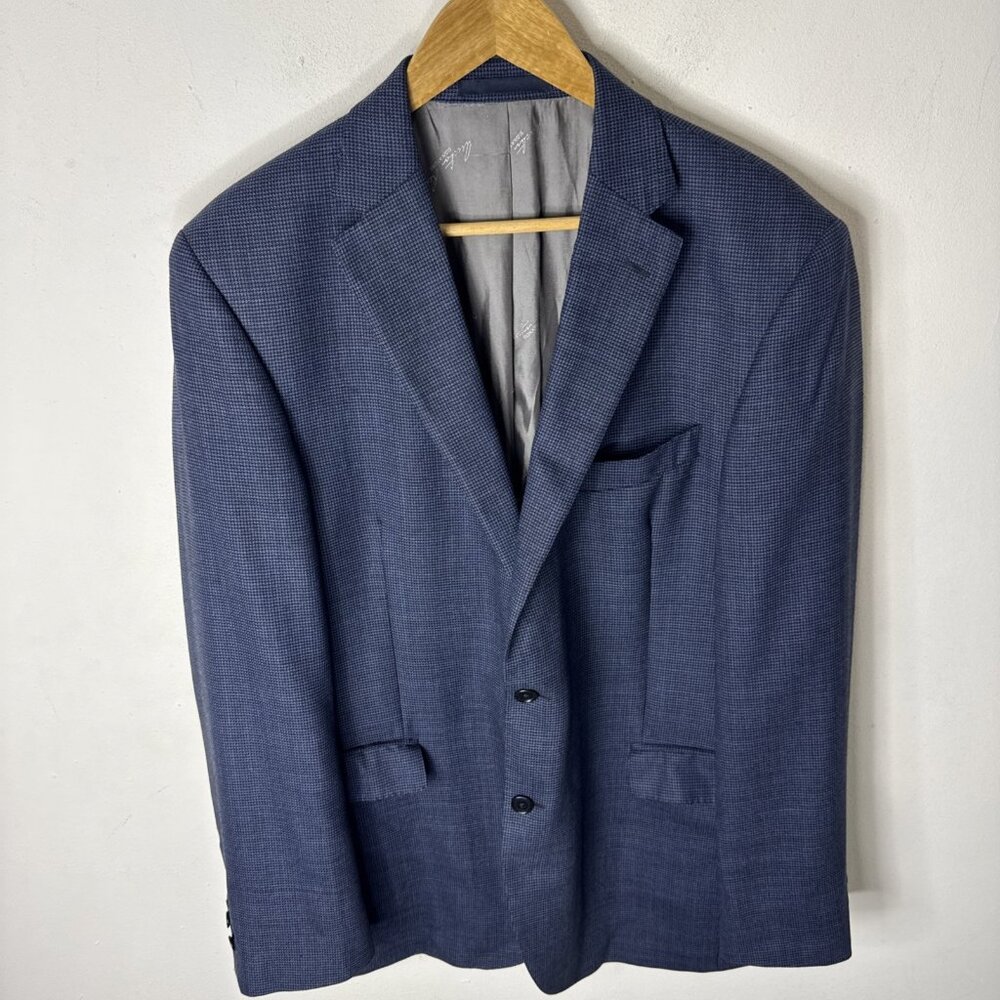 Austin Reed Signature Blazer Men’s 44R Blue Wool Super 110s Piacere Fabric